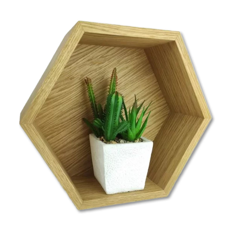 Heksagon półka drewniana - tył drewniany (XL)